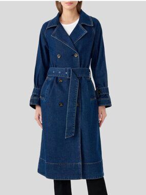 Rebecca Minkoff Dark Blue Denim Trench Coat XL new
